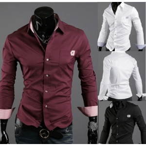 Mens Button Design Long Sleeve Shirt