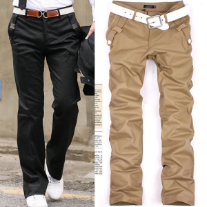Mens Stylish Casual Slim Solid Color Long Trousers